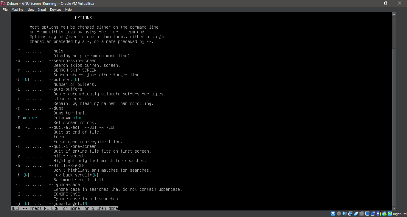 Running 'man screen'